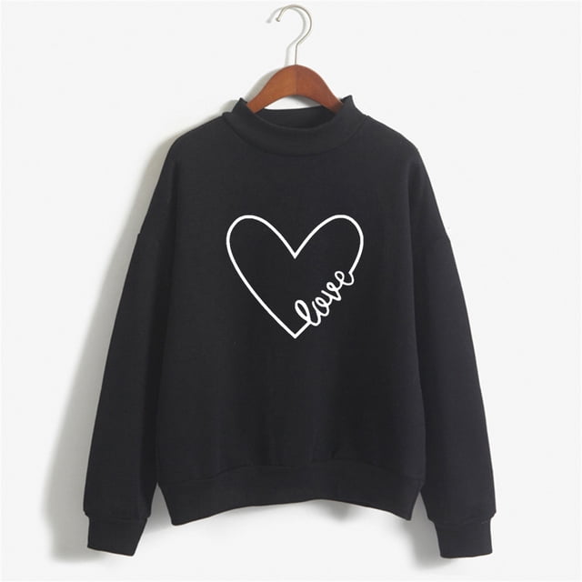 Meichang Sweat-Shirt pour Femmes Chemise de la Saint-Valentin Sweat-Shirt Graphique Cœur Mignon Pull Col Rond Manches Longues Sweat-Shirts de Vacances Saint-Valentin