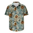thumbnail image 5 of Styesk T-Shirts pour Hommes Mode Été Imprimé Floral Manches Courtes Chemise à Col, 5 of 5