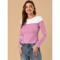 thumbnail image 2 of INSPIRE CHIC Women's Halloween Color Block Long Sleeve Striped T-Shirt Small Fuchsia, 2 of 6