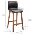 thumbnail image 3 of HOMCOM Bar Stools Set of 2, Counter Height Bar Chair with PU Leather Brown, 3 of 10