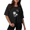 thumbnail image 1 of Blouses for Women Drop Shoulder Round Neck Oversized Crop Tops Workout Tops Tees, 1 of 1