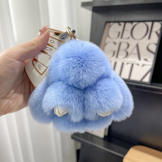 TopLLC Handmades Soft Bunny PomPom Charmss Bunny Car Key Chain Pendant Key Ring