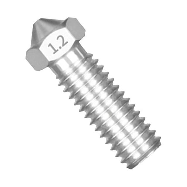 3D Printer Nozzle 1.75mm Extruder Large Flow Nozzle M6 3D printer nozzle 3D Threaded 3D Printer Parts, Stainless Steel, 1.2mm, Silver
