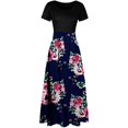 thumbnail image 4 of Robe Jupe Bohème à Imprimé Floral pour Femmes Été Automne, Manches Courtes, Moulante, Longue Maxi, Robe de Plage, 4 of 5