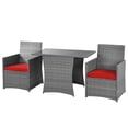 thumbnail image 4 of Patiojoy Ensemble de Meubles en Rotin pour Patio 3 Pcs Ensemble de Table et Chaises en Osier d'Extérieur avec Coussins Rouge, 4 of 6