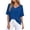 Blue, variant on cfhntfmh Women's Summer Oversized T Shirts Curved Hem Short Sleeve Tops V Neck Rolled Sleeve Trendy Tees Loose Fit Tunic Shirts
