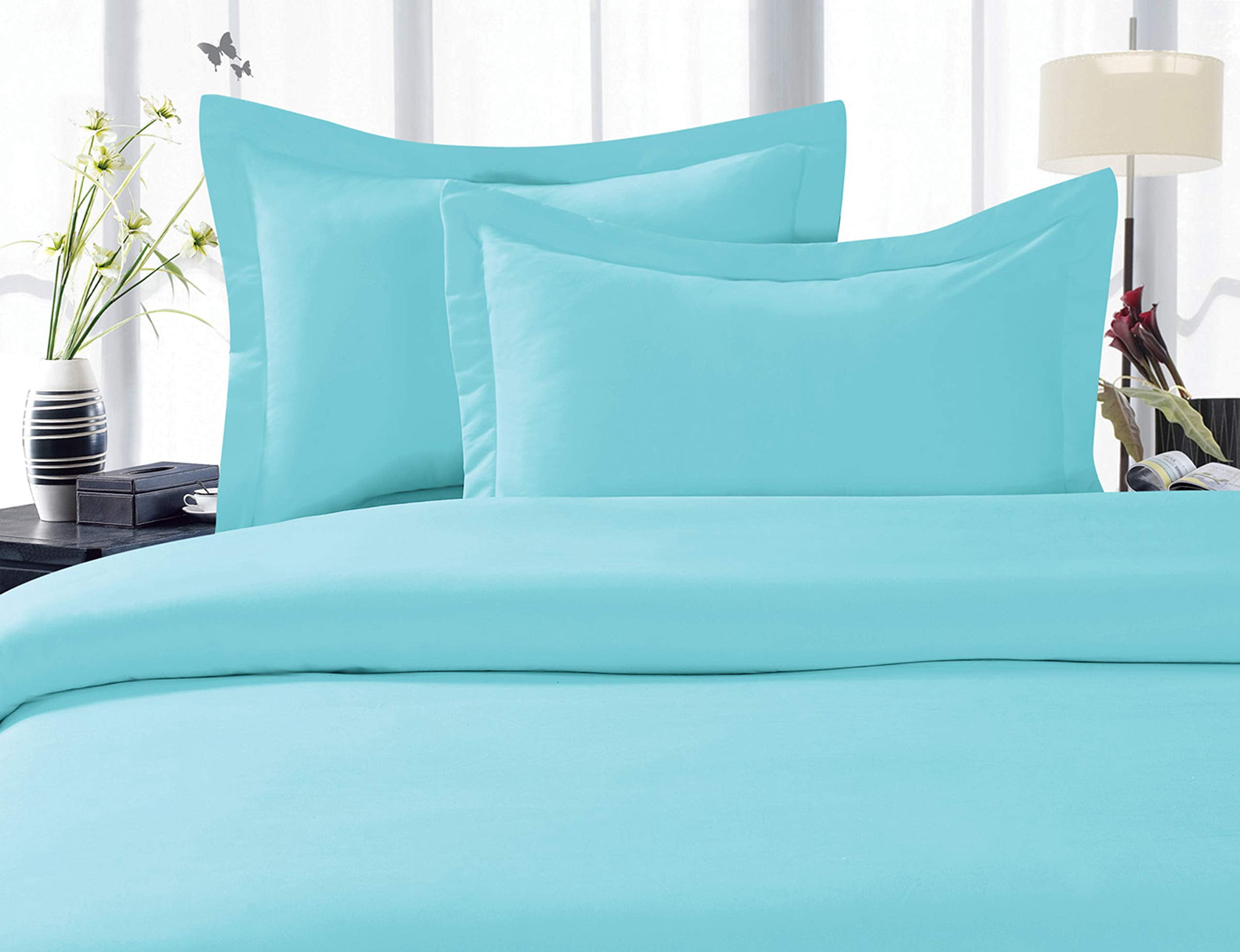 Celine Linen Best, Softest, Coziest Duvet Cover Ever! 1500 Thread Count Egyptian Quality Luxury Super Soft Wrinkle Free 3-Piece Duvet Cover Set , Full/Queen, Aqua