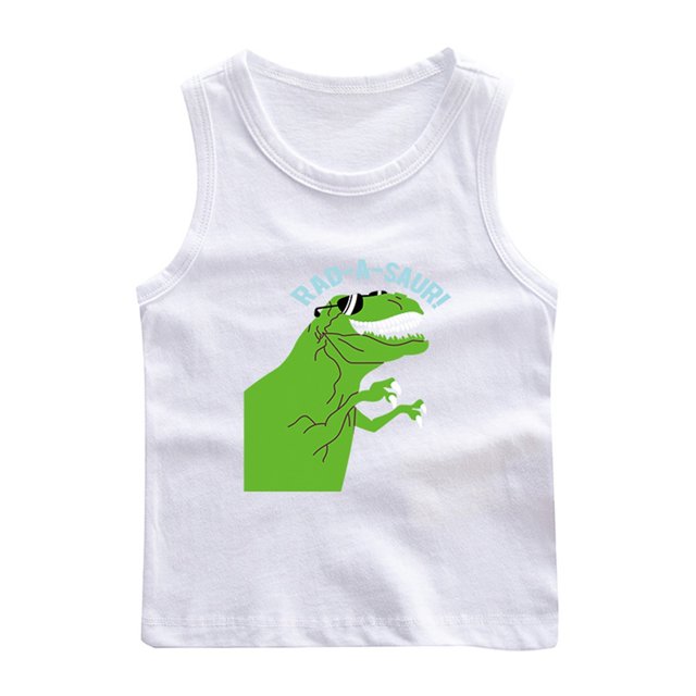 RXIRUCGD 2025 Vêtements d'Été pour Enfants Chemise de Base à Col Rond Sans Manches pour Garçons