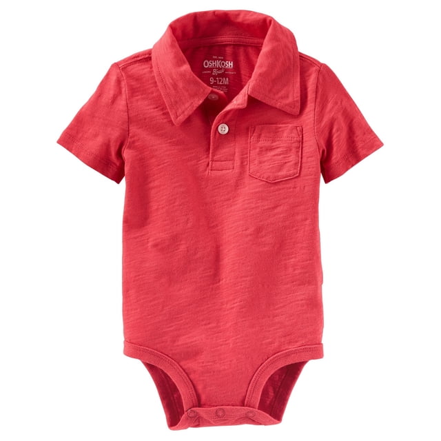 OshKosh B'gosh Barboteuse Polo à Manches Courtes pour Bébé Garçon, Rouge, 6-9 Mois
