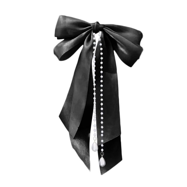 Bow Knot Spring Hair Clip, Pearl Tassel Hairband, Women's Ins Ribbon Headge J3I6