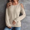 thumbnail image 2 of XZNGL Womens Tops Long Sleeve Long Sleeve Womens Tops Womens Fashion Solid Color Long Sleeve Off-The-Shoulder Button Fallow Tops Womens Long Sleeve Tops Women Tops Long Sleeve, 2 of 6