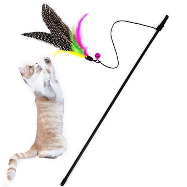 TIMIFIS Cat Toys Kitten Cat Teaser Interactive Toy Rod with Bell and Feather Cat Wand ummer