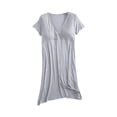 thumbnail image 3 of Sentmoon Robe de Maternité Surdimensionnée à Manches Courtes Robe de Vacances Col en V Couleur Unie Ample Extensible Robes de Printemps Douce et Confortable pour Se Détendre à la Maison Gris G, 3 of 8