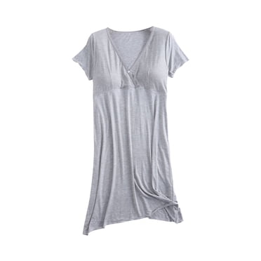 Diufon Women's Maternity Nursing Nightdress Short Sleeve V Neck Nightgowns with Built in Bra Soft Pajama Dress