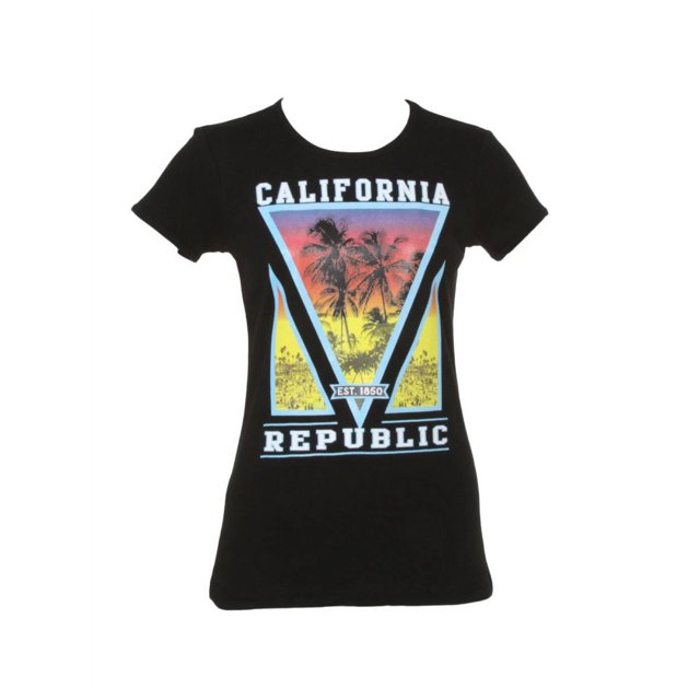Cali Pride Womens Short-Sleeve T-Shirt - Palm Trees - Large Black