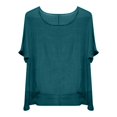 thumbnail image 4 of T-Shirts Femmes Mini T-Shirt d'Été à Manches Courtes Uni Décontracté Ample en Lin - Hontri, 4 of 4