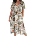 thumbnail image 1 of Birdeem Robe Décontractée pour Femmes, Mode Aguichant Vintage, Col en V, Manches Courtes, Boutons, Poche, 1 of 7