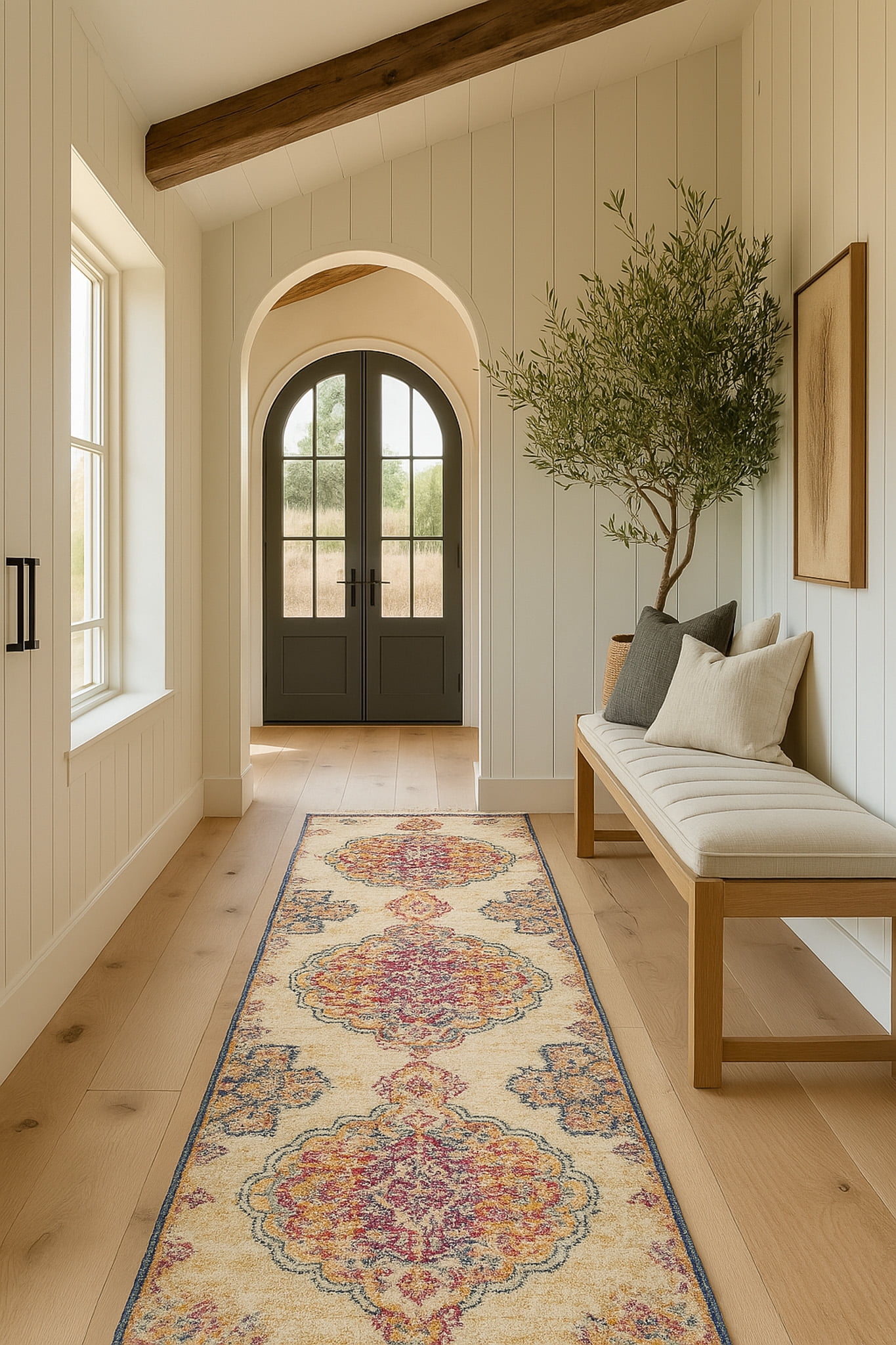 Rug Branch Savannah 2' x 7' (Exact Size: 2'3" x 7') South-Western Indoor Runner Rug, Beige Rust, Modern - Entryway, Hallway, Bathroom, and Kitchen