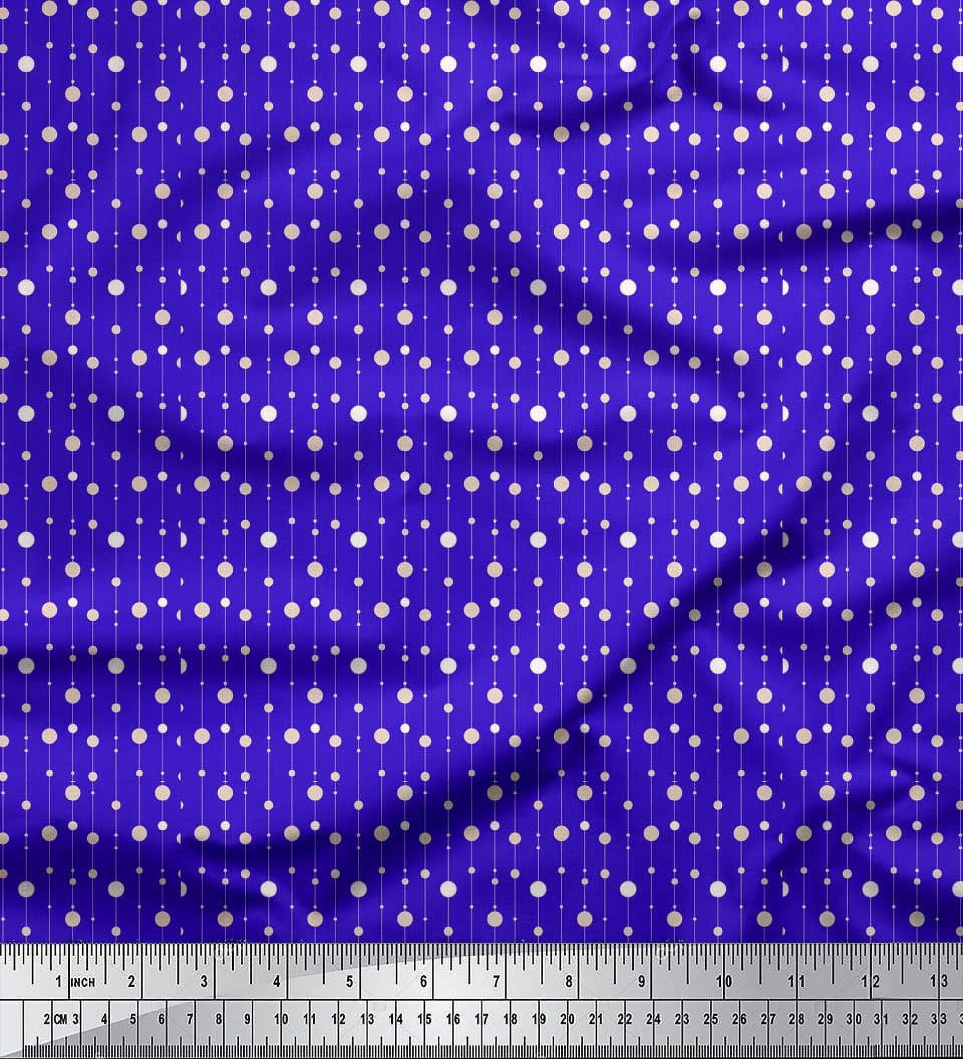 Soimoi Blue Cotton Poplin Fabric Line & Circle Geometric Fabric Prints By Yard 42 Inch Wide
