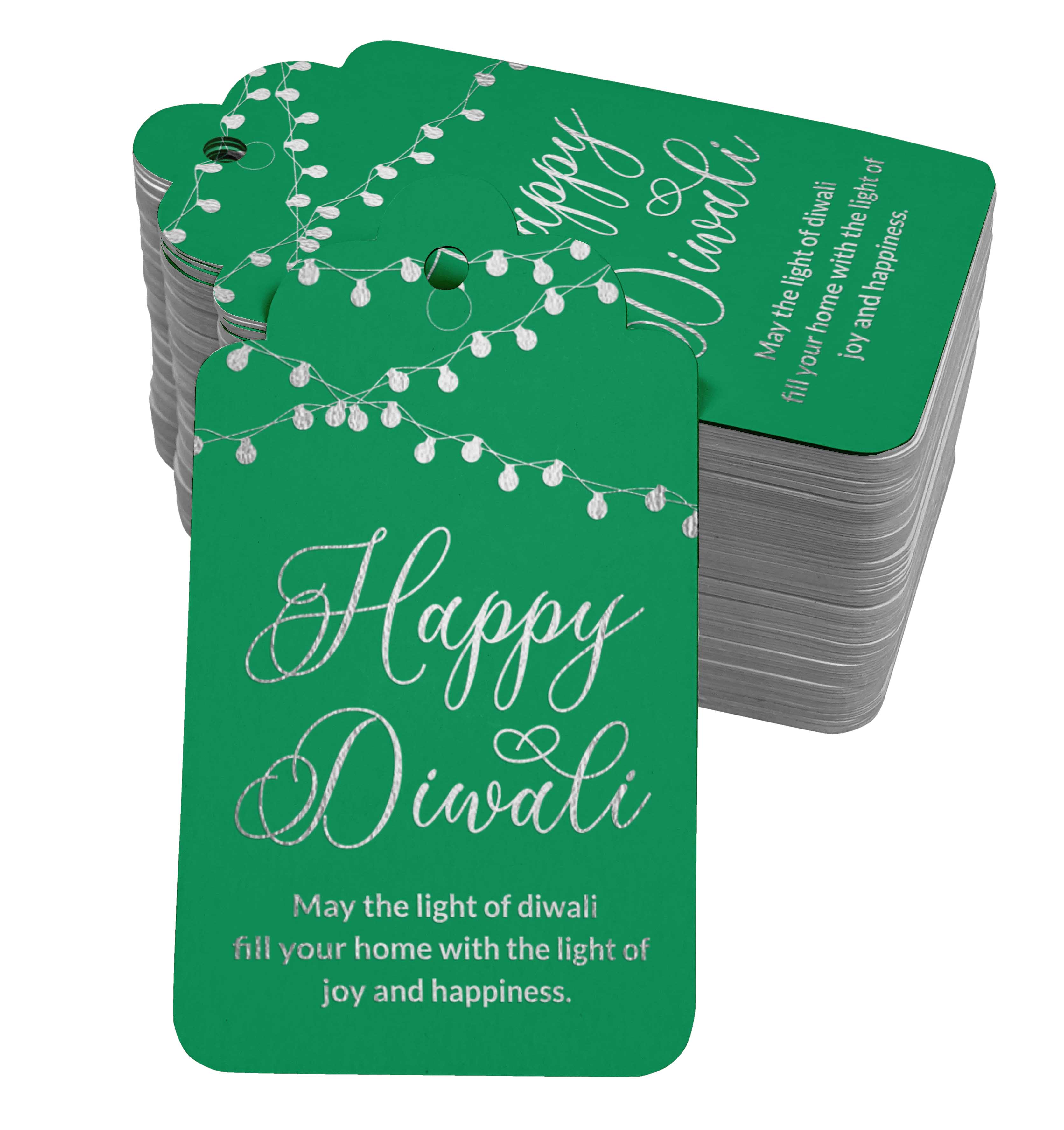 Inkdotpot Happy Diwali Bottle Tag Real Silver Foil Favor Hang Tags 50 Pcs