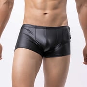 FhsagQ Underwear Mens Underwear Mens Leather Briefs Flat Corners Imitation Leather Low Waist European and Underwear U Design Mens Underwear Cotton Long Underwear for Men Pack Cotton Long Black XL