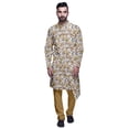 thumbnail image 1 of Atasi Designer Kurta Pajama For Men Printed Angrakha Kurta Set Summer Clothing, 1 of 3
