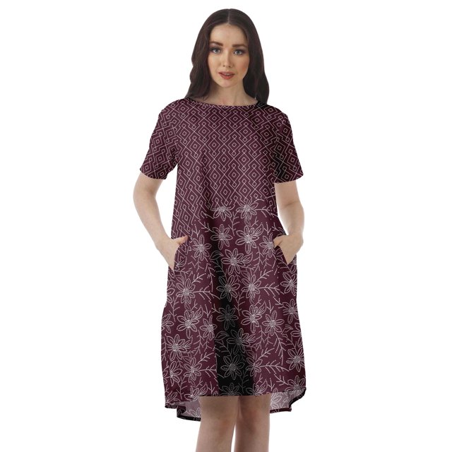 Moomaya Printed Loose A-Line Dress With Pockets Short Sleeve Dresses Women
