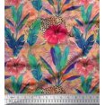 thumbnail image 1 of Soimoi Modal Satin Fabric Leopard,Tropical Leaves & Floral Printed Craft Fabric by the Yard 42 Inch Wide, 1 of 3