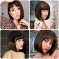thumbnail image 2 of QualitChoice Natural And Seamless Look With These Bob Wigs With Bangs Brown Cap Hair Wig 1Set, 2 of 6