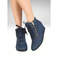 thumbnail image 3 of Peggy-56 Chaussures de Sport Compensées Montantes pour Femmes à Bout Rond à Lacets ( Noir, 7.5 ), 3 of 3