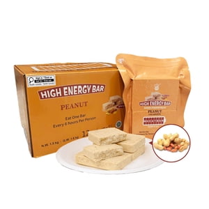 BDH Barre haute énergie Peanut Flavor 6840Calorie | 1.44kg/12bags Survie d'urgence Barre de ration alimentaire Biscuits comprimés MRE pour Camping de plein air Protection civile contre les catastrophes Longue durée de vie