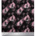 thumbnail image 1 of Soimoi Black polyester Crepe Fabric Cage & Roses Floral Decor Fabric Printed Yard 52 Inch Wide, 1 of 6