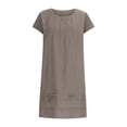 thumbnail image 4 of TopLLC Robe Longue en Lin pour Femme Dress 2023 Été Robe T-Shirt Décontractée Robe de Plage Manches Courtes Évasée Boho Sortie de Plage Robe Grande Taille, 4 of 8