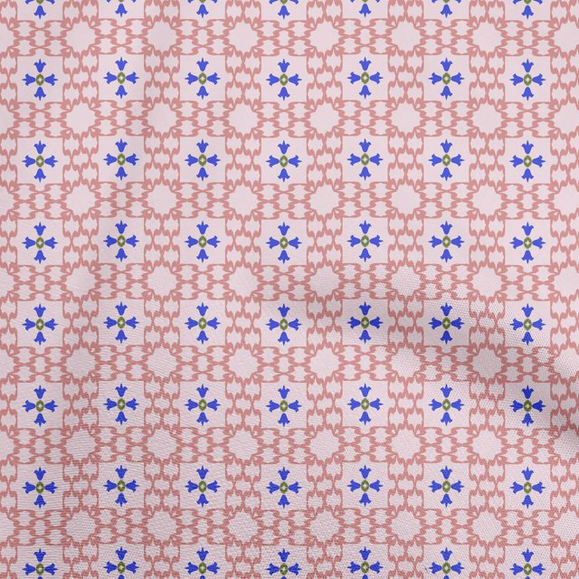 oneOone Cotton Poplin Light Pink Fabric Asian Ikat Craft Projects Decor Fabric Printed By The Yard 42 Inch Wide