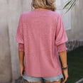thumbnail image 4 of Penkiiy Chemises à Manches Courtes pour Femmes Col en V Bouffant T-Shirts Décontractés à Œillets Tunique Tendance Habillée Hauts d'Affaires S Rose, 4 of 8