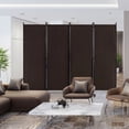 thumbnail image 2 of Costway 4-Panel Folding Room Divider 6FT Rolling Privacy Screen with Lockable Wheels Brown, 2 of 9
