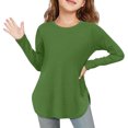 thumbnail image 2 of Plebaso Chemises à Manches Longues pour Filles Col Rond Hauts Décontractés Blouses Amples Unies pour Enfants Printemps Été, 2 of 7
