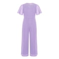 thumbnail image 3 of Kvysinly Kids Flower Girls Sparkly Wide Leg Jumpsuits Rhinestone Round Collar Short Sleeve Rompers Pants Lavender 14, 3 of 5