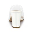thumbnail image 2 of BLISSFUL STEP Style Women's Clear Point Toe High Block Heel Mules Slides Sandals White 7, 2 of 8