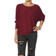 thumbnail image 1 of TheMoogan Women's PLUS Closet-Essential Drapey 3/4 Dolman Sleeve Boat Neck Relaxed Ribbed Top, 1 of 7