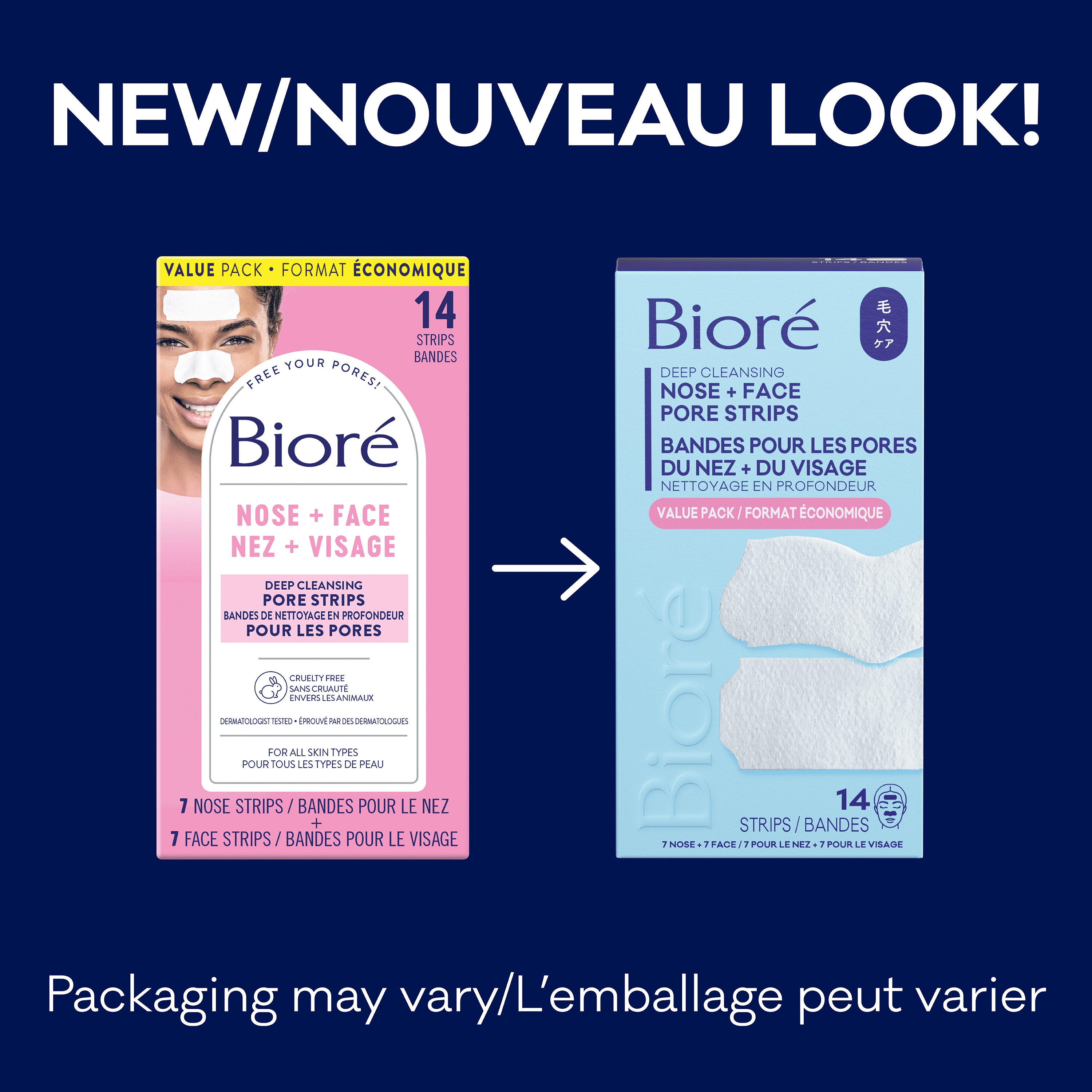 Bandes de nettoyage en profondeur pour les pores de Bioré - emballage assorti , 14ct ((Fabriqué au Japon)