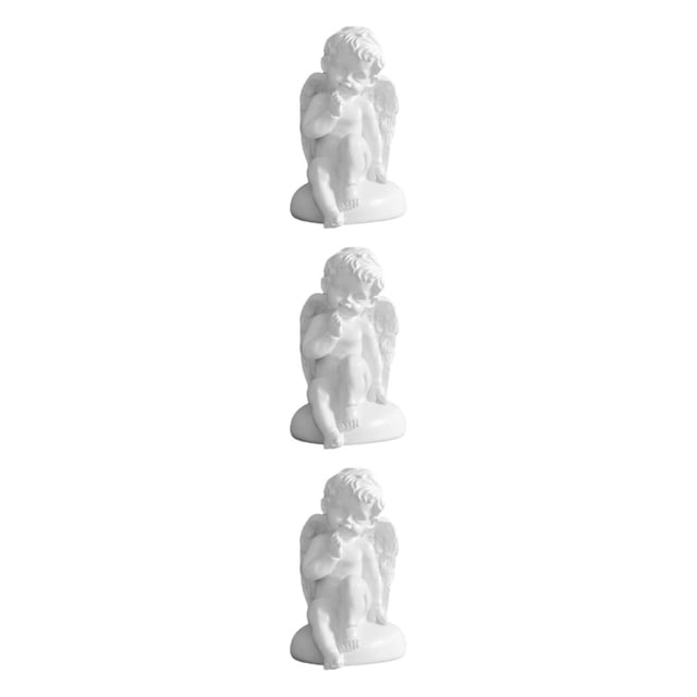 Maytalsory Resin White Angel Statue Elegant Desktop Decor Collection Window Props for Christmas sitting 3Set