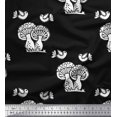 thumbnail image 1 of Soimoi Polyester Crepe Fabric Bird & Mushroom Block Decor Fabric Printed Yard 52 Inch Wide, 1 of 3