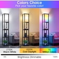 thumbnail image 2 of Floor Lamp with Shelves LED Modern Shelf Floor Lamp with USB Ports & Power Outlet Color Temperature Storage Display Wood Column Standing Tall Lamp for Living Room Bedroom Off, 2 of 7