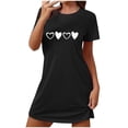 thumbnail image 1 of Chemises de Nuit Imprimées pour Femmes Manches Courtes T-Shirts de Nuit Vêtements de Nuit Décontractés Robe de Pyjama Imprimée Douce et Confortable Robe de Sommeil Classique Robes de Nuit Noir G, 1 of 5