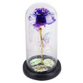 thumbnail image 2 of 1Pc Simulative Rose LED Lamp Delicate Glass Rose Cover Decoration Desktop Night Light Layout Valentine Day Flower Gift (Goldleaf, Purple, Three Leaf), 2 of 6