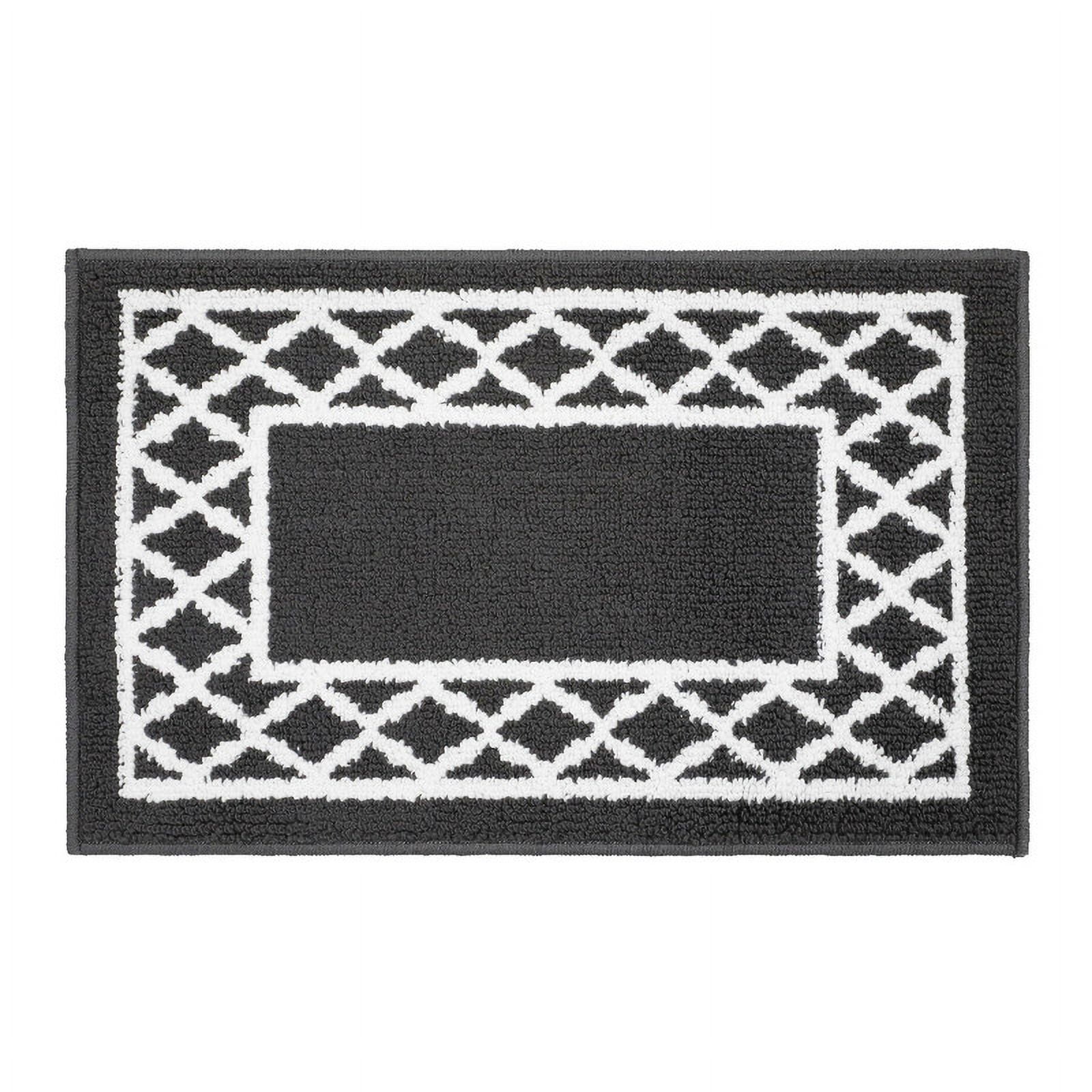 Marina Decoration Decor Luxury Non-Slip Rubber Backing Safety Soft Runner Area Carpet Floor Rug Indoor Interior Accent Decorative Mat, Charcoal Grey Color Moroccan Trellis Design, 20 x 60 Inch
