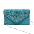 thumbnail image 3 of thinsony Women Envelope Bag Rectangular Hasp Rhinestone Stylish Fashionable Business Party Bridal Handbag Birthday Gift Cyan, 3 of 9