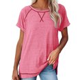 thumbnail image 2 of Timegard Womens Tops Casual Loose Comfy Crew Neck Short Sleeve Side Split Tops Tee Summer Fashion, 2 of 6