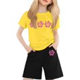 thumbnail image 1 of FAOWME T-Shirt Enfant Imprimé Lettres Colorées Col Rond Manches Courtes pour Filles Garçons T-Shirts Tee Tops Jaune 2-3 Ans, 1 of 4